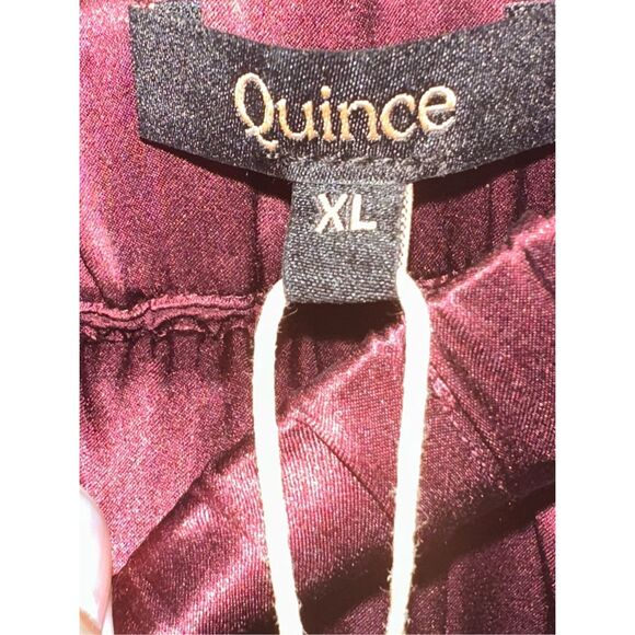 NWT Quince Burgundy 100% Silk Wide Leg Pants Size: XL - Picture 4 of 5